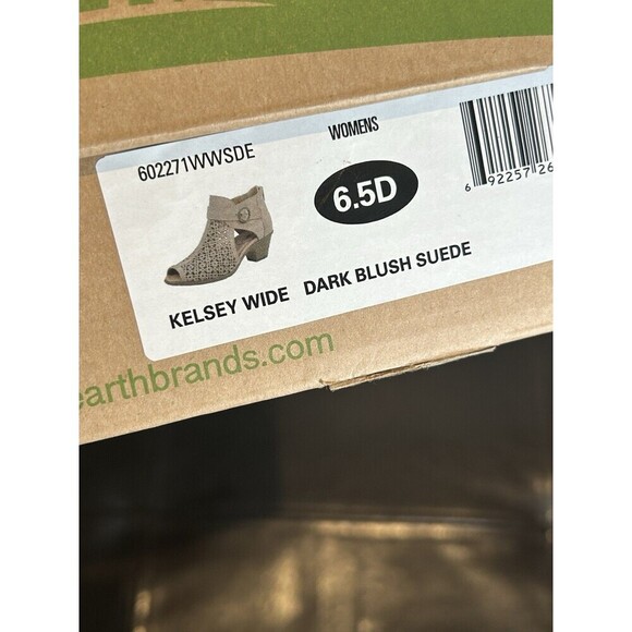 Women’s Earth Kelsey Booties Size 6.5 Wide Dark Blush Suede Open Toe Heels EUC - Picture 9 of 9